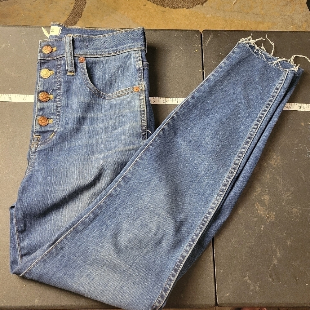 Madewell 10" High Rise Button Fly Chewed Hem Jeans Size 27 (646)